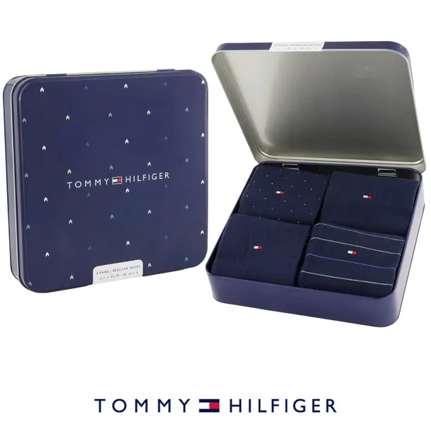 TOMMY HILFIGER SKARPETY GIFTBOX 4 PARY 43-46 GRANAT ZESTAW PREZENTOWY