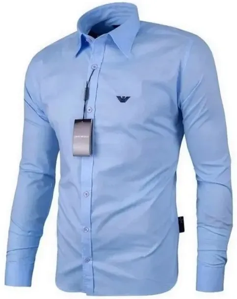 KOSZULA EMPORIO ARMANI BŁĘKITNA/NIEBIESKA MĘSKA SLIM FIT