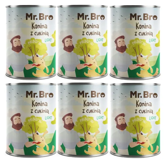 Mr. Bro mokra karma dla psa KONINA Z CUKINIĄ LIGHT z prebiotykami 6x400g