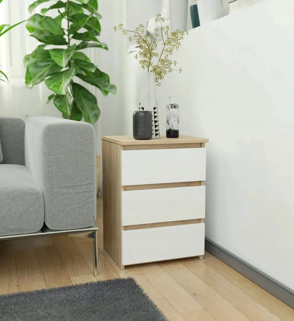 komoda-cl3-40-dab-sonoma-biala-stan-nowy