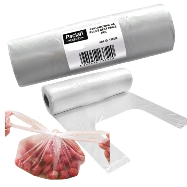 Reklamówki foliowe jednorazowe zrywki siatki woreczki Paclan EX 5kg 120szt