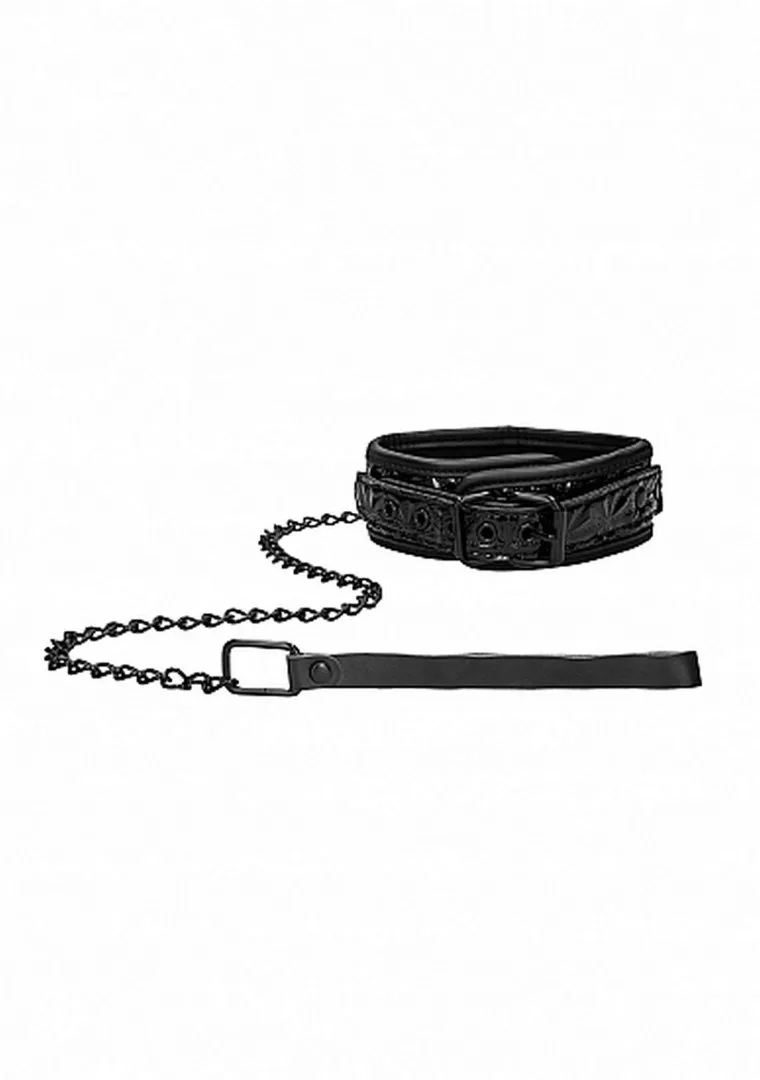 luxury-collar-with-leash-black