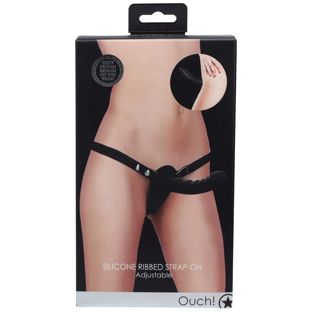 ouch-silicone-ribbed-strap-on-adjustable-black
