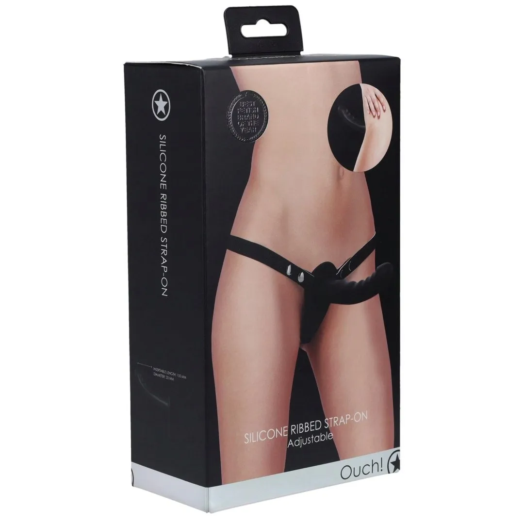 ouch-silicone-ribbed-strap-on-adjustable-black