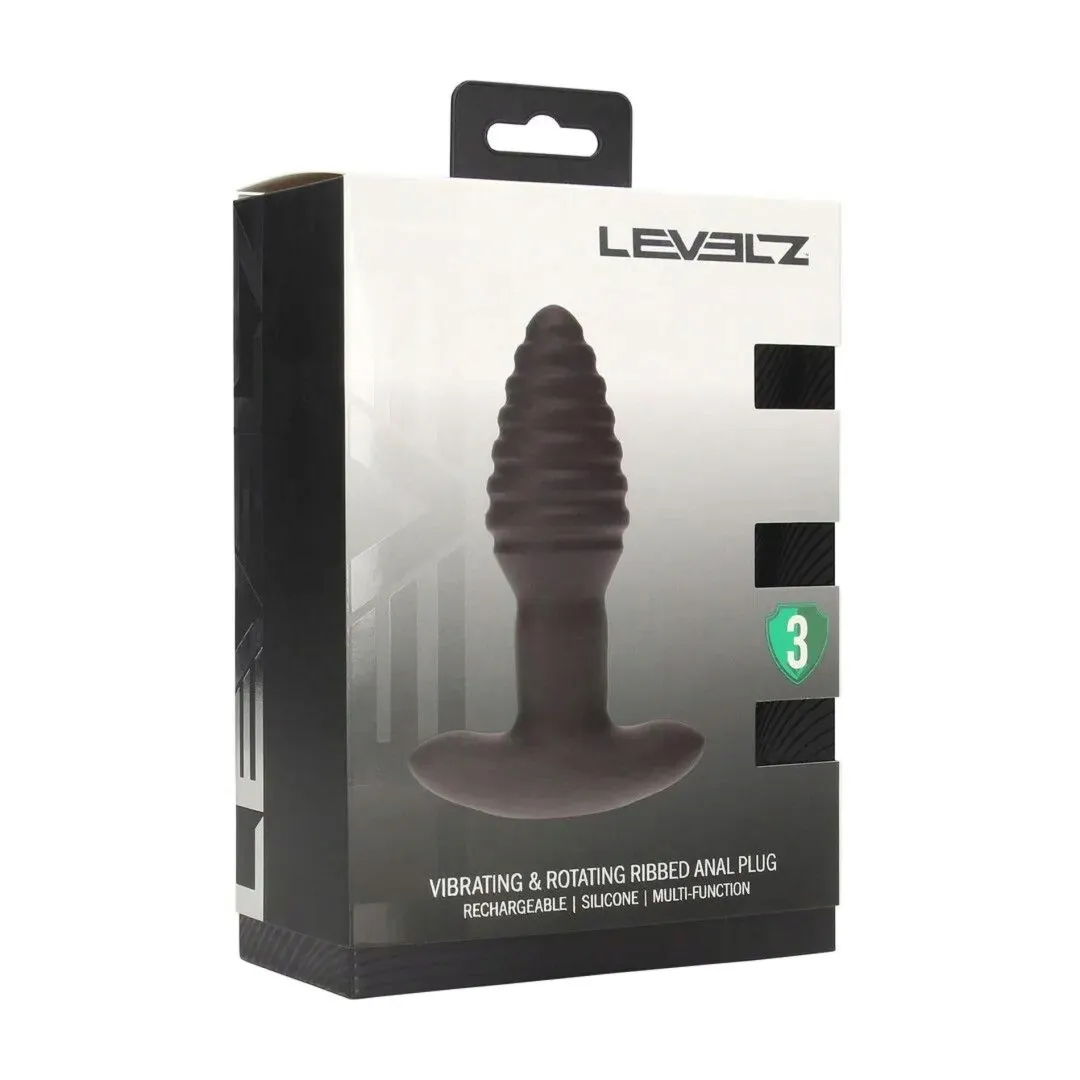 vibrating-and-rotating-ribbed-silicone-anal-plug-black