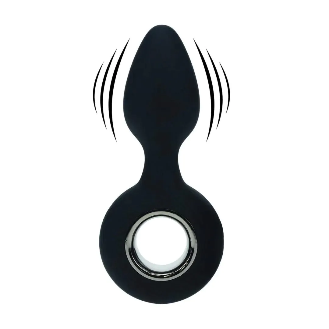 vibrating-silicone-anal-plug-with-loop-black