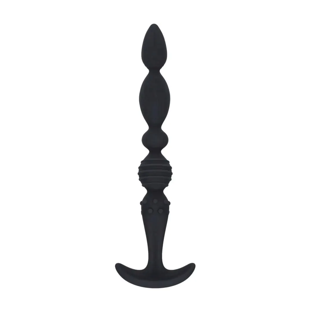 multi-textured-silicone-flared-anal-probe-black