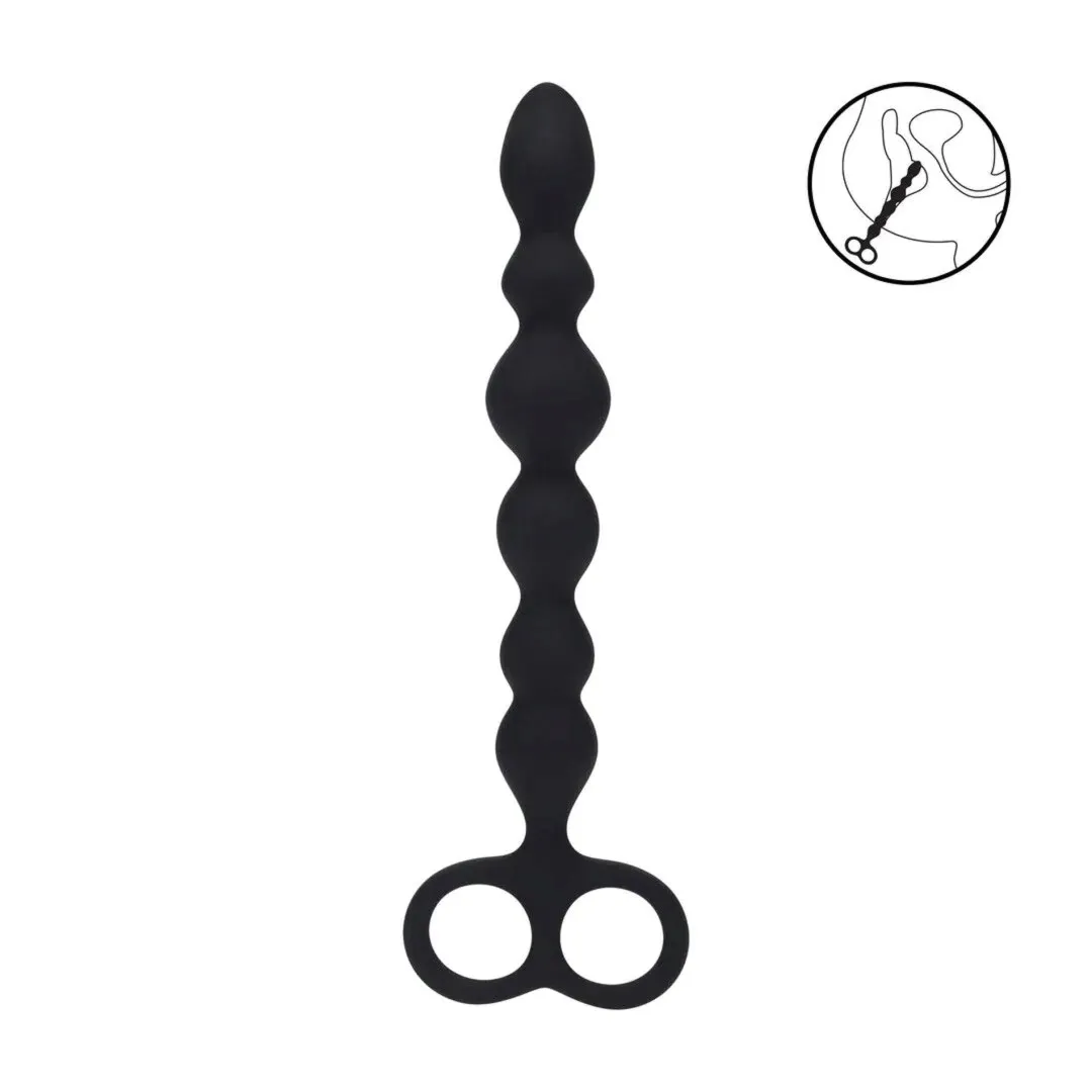 beaded-silicone-anal-probe-with-double-loop-black