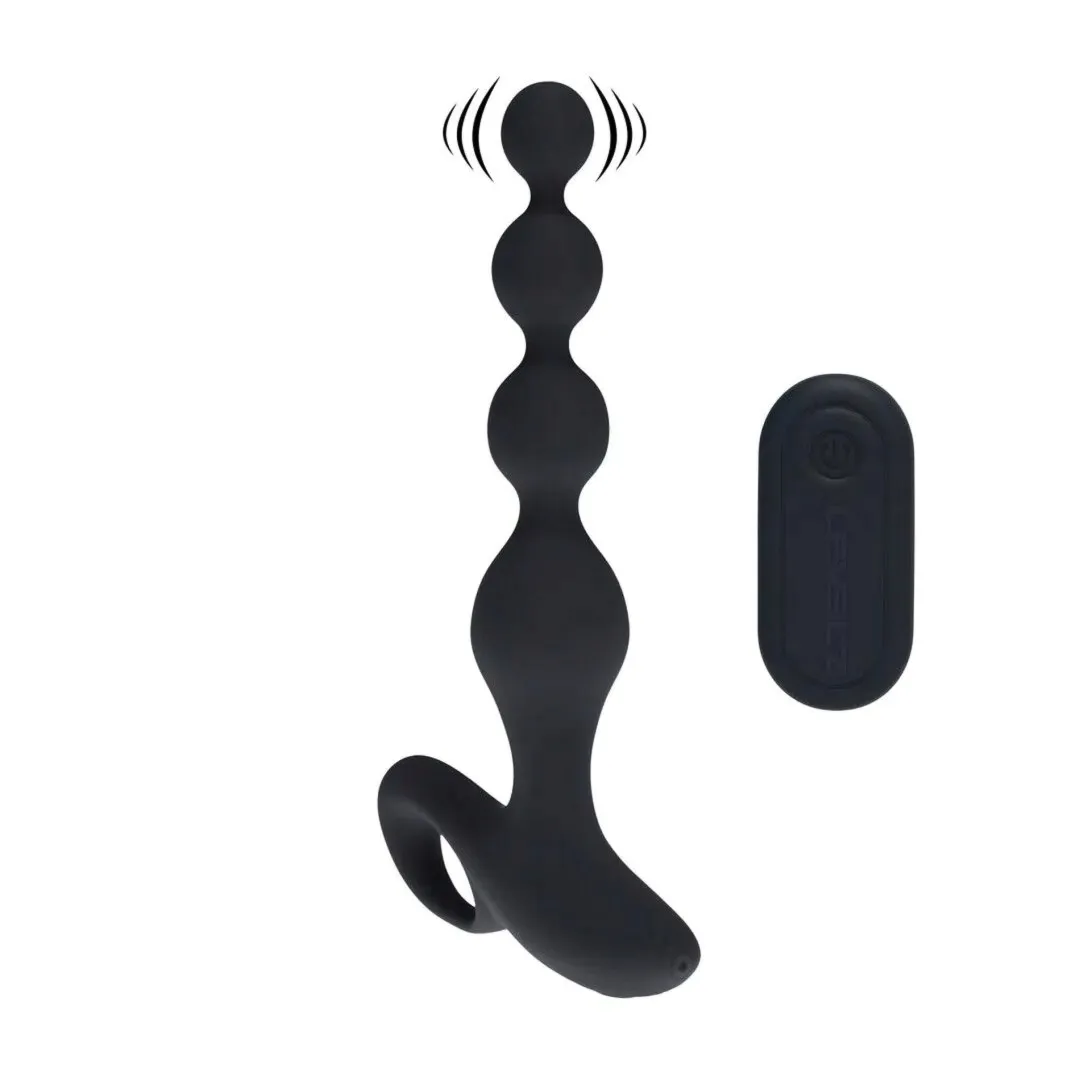 remote-control-beaded-vibrating-silicone-anal-plug-black