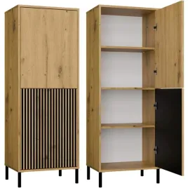 witryna-kamaro-2dk-slim-gladki-dab-artisan-lamele-front-ryflowany-klasycz