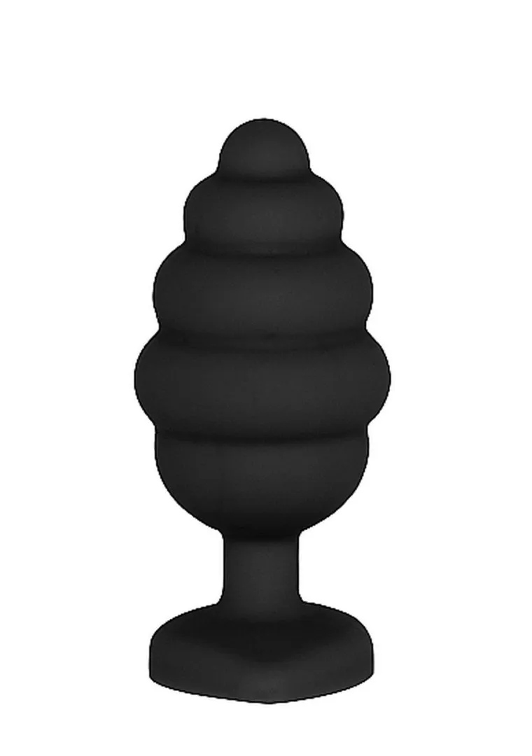 large-ribbed-diamond-heart-plug-black