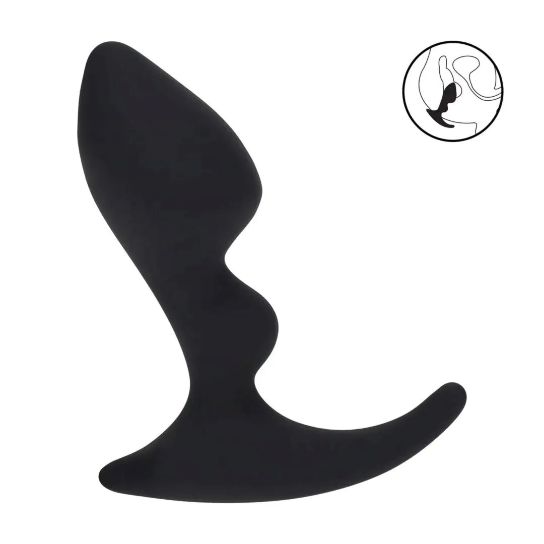 double-ripple-silicone-prostate-massager-black