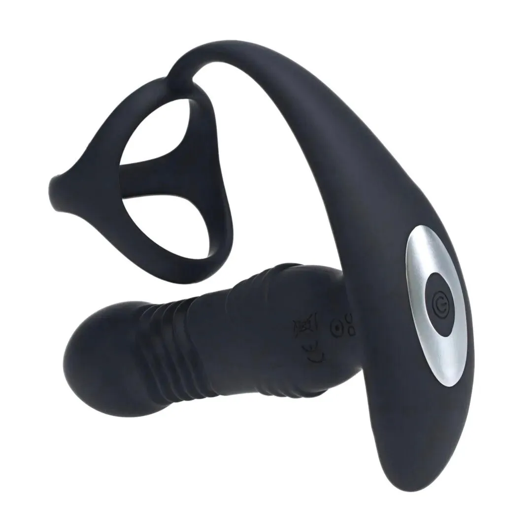 vibrating-and-thrusting-silicone-prostate-massager-with-tri-o-cockring-bl