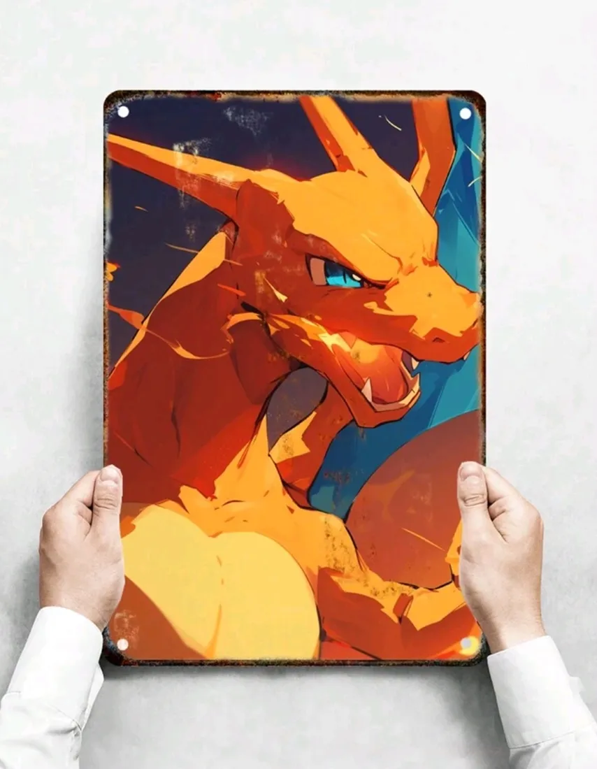 metalowy-obraz-20x30-pokemon-charizard-stan-nowy