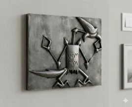 kurwinox-plaskorzezba-scienna-3d-wykonczenie-metaliczne-kapitan-bomba