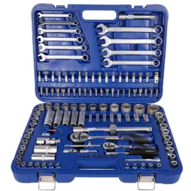 Zdjęcie produktu ZESTAW NARZĘDZI KLUCZY NASADOWYCH 130 EL 1/4" 1/2" NASADEK BITÓW GRZECHOTEK