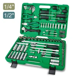 Zdjęcie produktu ZESTAW NARZĘDZI MIESZANYCH 97 EL 1/4" 1/2" WALIZKA NARZĘDZIOWA TOPTUL