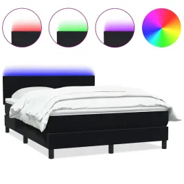 lozko-kontynentalne-z-materacem-i-led-czarne-160x210-cm-aksamit
