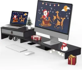 stojak-pod-monitor-podstawka-stolik-2-poziomowy-z-szuflada-regulowany