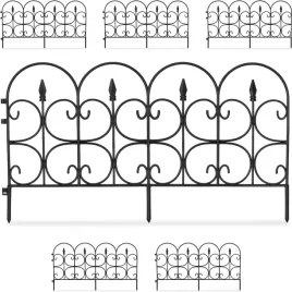 ogrodzenie-ogrodowe-dekoracyjne-czarne-6-czesciowe-4m-tworzywo-sztuczne
