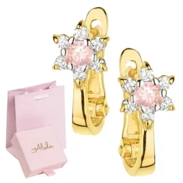 zlote-kolczyki-dla-dziewczynki-585-kwiatki-rozowe-angielskie-roczek-chrzest