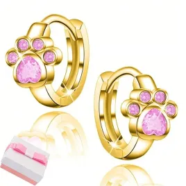 srebrne-kolczyki-dla-dzieci-dla-dziewczynki-lapki-kolka-srebro-pozlacane