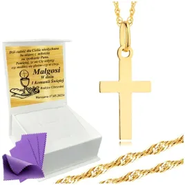 zloty-lancuszek-z-krzyzykiem-585-na-komunie-chrzest-grawer-upominek-gratis