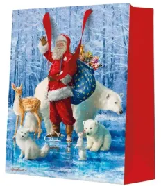 torebka-prezentowa-swiety-mikolaj-ze-zwierzetami-srednia