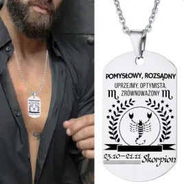 naszyjnik-zawieszka-niesmiertelnik-stal-znaki-zodiaku-skorpion-grawer