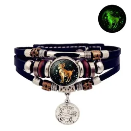 czarna-bransoleta-skorzana-znak-zodiaku-baran-bransoletka-luminescencyjna