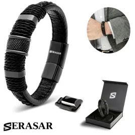 serasar-meska-skorzana-bransoletka-ring-czarna-23cm