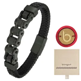 bransoletka-meska-skorzana-lancuch-motocyklowy-czarna-stal-316l-blingart