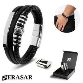 serasar-meska-skorzana-bransoletka-shine-srebrna-23cm
