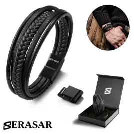 serasar-meska-skorzana-bransoletka-braid-czarny-17cm