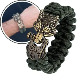 bransoletka-meska-elegancka-prezent-pleciona-paracord-wilk-viking-khaki