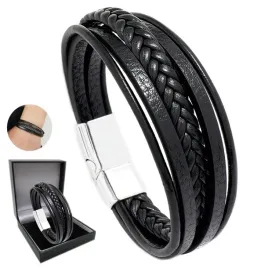 srebrna-skorzana-bransoletka-meska-gruba-elegancka-bransoleta-gratis