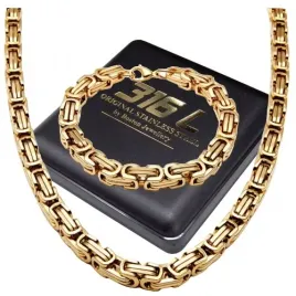 zloty-lancuszek-z-bransoletka-splot-krolewski-8mm-stal-chirurgiczna-premium