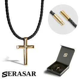 meski-skorzany-naszyjnik-cross-zloty