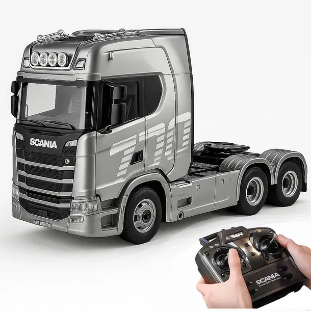 ZDALNIE STEROWANA CIĘŻARÓWKA SCANIA 770S TIR LAWETA SKALA 1:18 AUTO SZARA