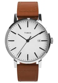 zegarek-meski-wodoodporny-timex-elegancki-stalowy-na-brazowym-pasku-data