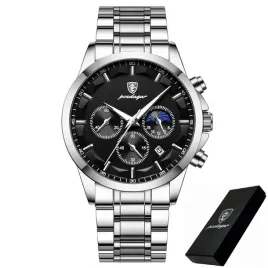 srebrny-zegarek-meski-na-bransolecie-poedagar-chronograf-pudelko-datownik