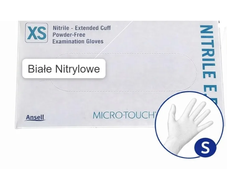 RĘKAWICZKI RĘKAWICE NITRYLOWE BIAŁE ”ANSELL” 200szt ”XS”