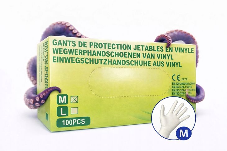 RĘKAWICZKI RĘKAWICE WINYLOWE TRANSPAR. "JETABLES"100szt "M"