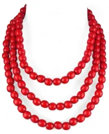 czerwony-naszyjnik-ludowe-koraliki-drewniane-folkowe-korale-regionalne