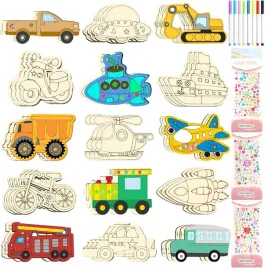 drewniany-zestaw-do-malowania-pojazdy-diy-zabawka-dla-dzieci-prezent-35szt