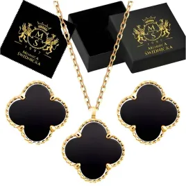 zloty-komplet-koniczynki-kolczyki-i-naszyjnik-z-czarnym-onyxem-srebro-925