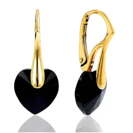 kolczyki-swarovski-zlote-serca-wiszace-czarne-srebro-pr-925-pozlacane
