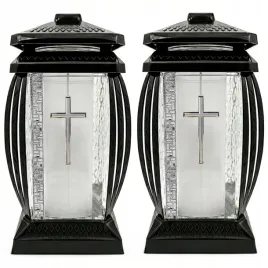 2x-duzy-znicz-lampion-na-cmentarz-grob-kapliczka-ozdobny-krzyz-srebrny-29cm