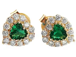 zlote-kolczyki-333-szmaragdowe-serca-z-cyrkoniami-8mm-serduszka