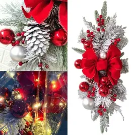 swiecacy-stroik-swiateczny-z-kokarda-bombkami-sztuczny-snieg-srebrny-60x30